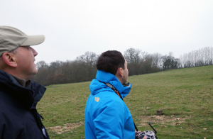 Student learning to fly multirotor with instructor's help